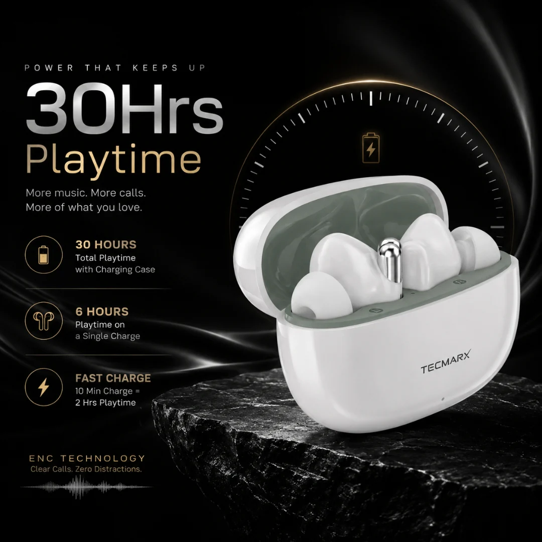 TecMarx Roar Bluetooth Earbuds | 30 Hr Playtime - Image 12