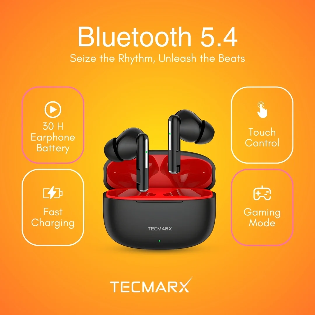 Tecmarx Vibe Bluetooth Earbuds | 30 Hr Playtime | Balance Sound - Image 9